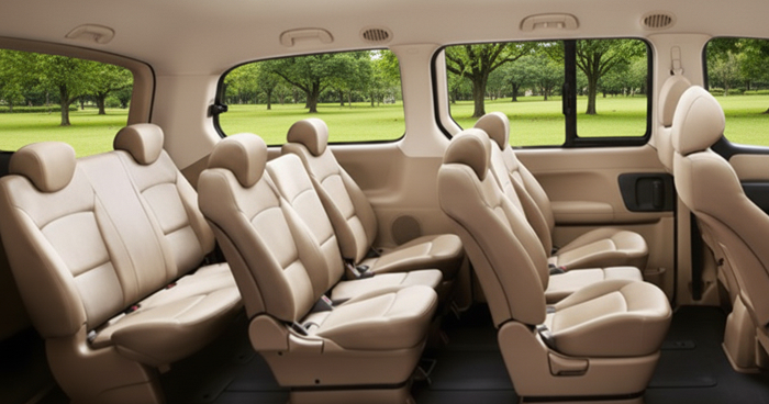 의전 및 소수 인원 수송에 적합한 승합차 실내